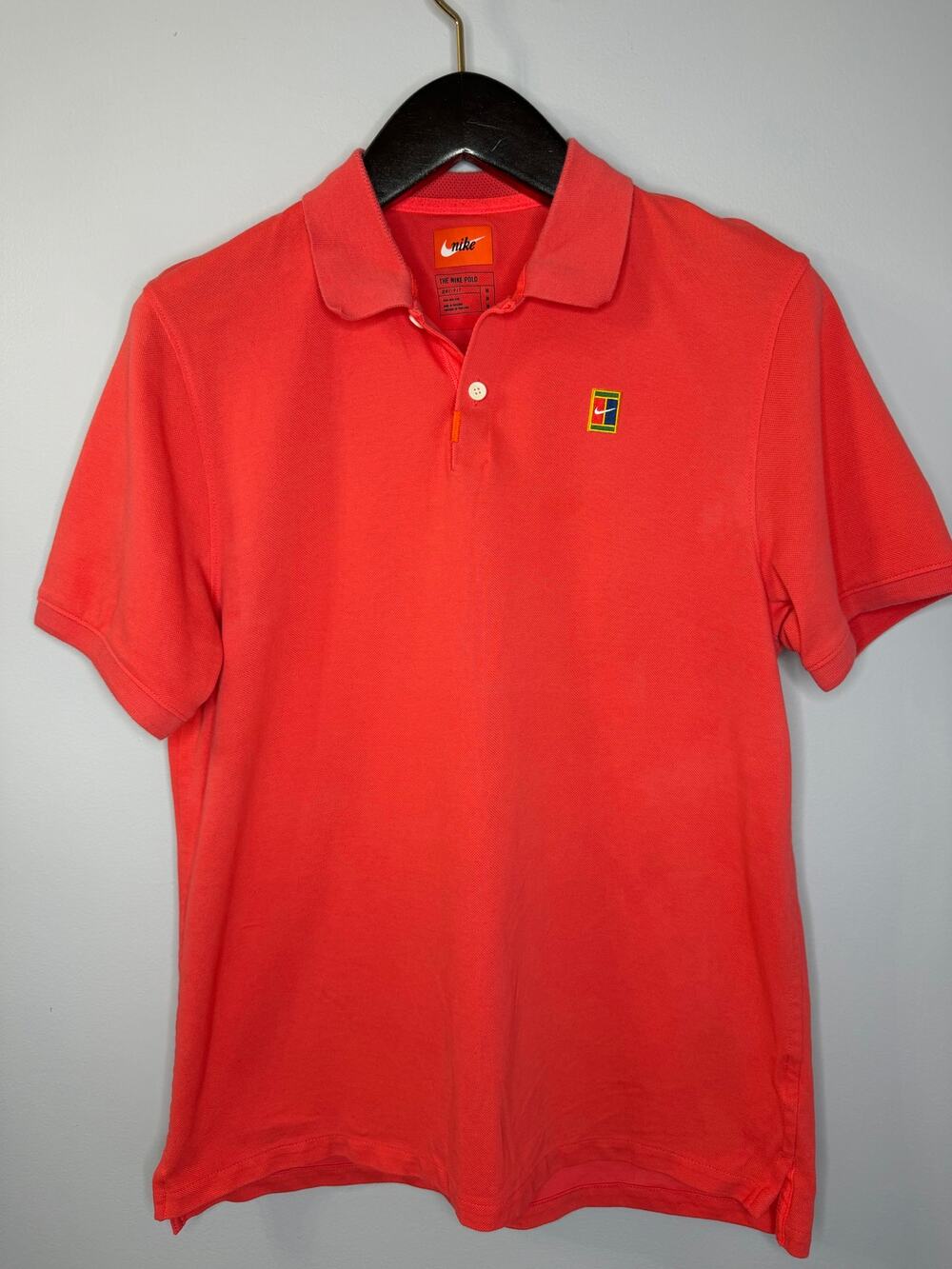 Nike Court Tennis Heritage Polo Shirt Orange Red Mens Sz M